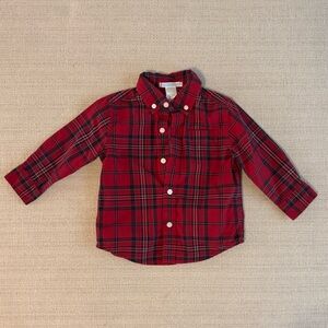 Janie and Jack boys Shirt 12-18 months plaid holiday Christmas